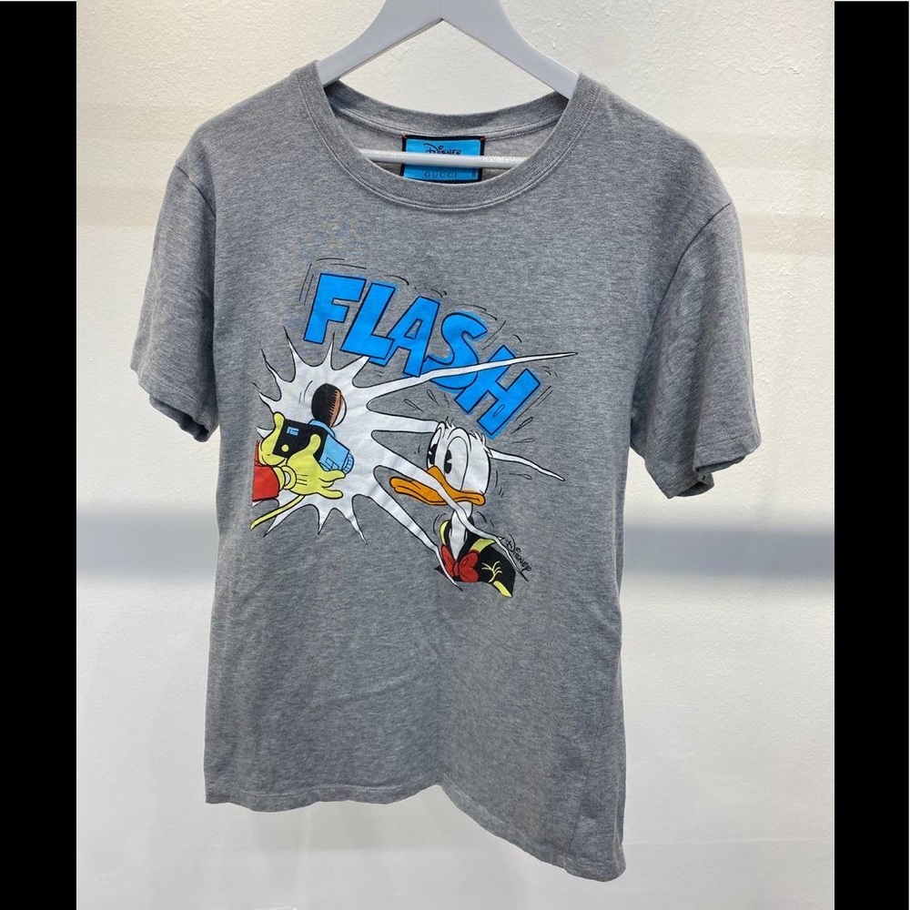 $650 AUTH GUCCI x DISNEY Donald Duck Crewneck T-shirt In Grey Cotton SZ XS